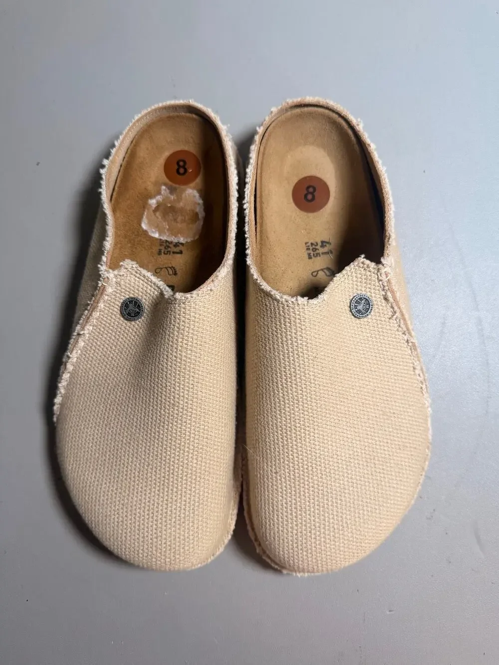 BIRKENSTOCK Zermatt Canvas Clogs men’s size 8 Eggshell